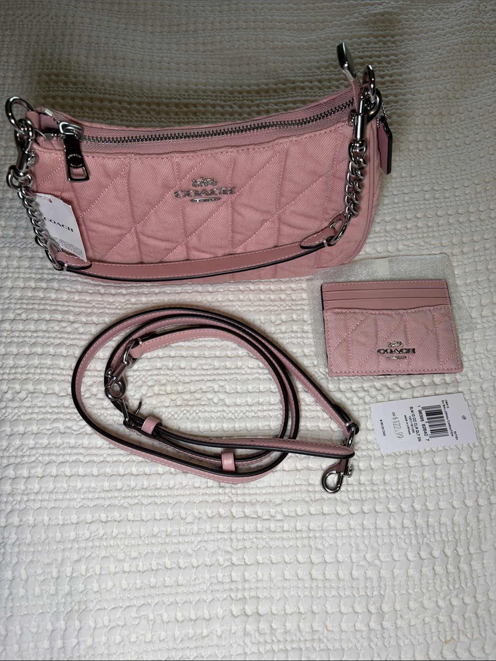 NWT Coach Quilted Ballerina Pink Teri Bag & Matching Slim Quilted Card Case🌸